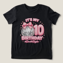 Flickig Disco Boll 10-års Födelsedag Rosa Slinga T Shirt