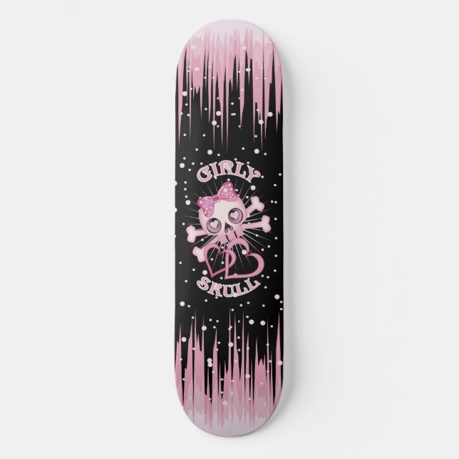 Flickig dödskalle skateboard bräda 21,5 cm (Framsida)