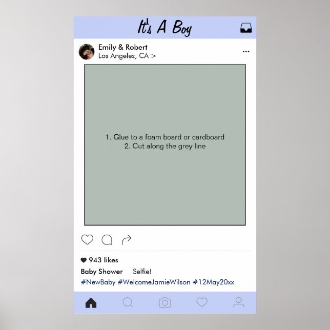 Flickig fotobåsram för baby shower-fest poster (Framsidan)