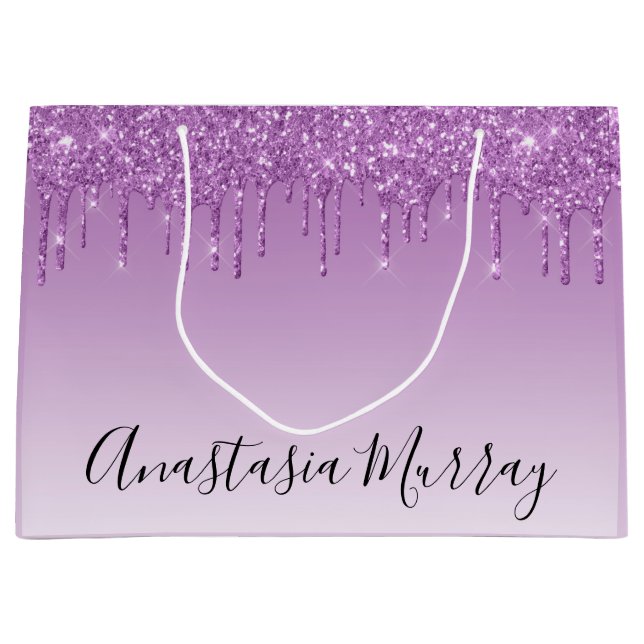 Flickig & Glamourös Lila Lila Glitterdroppar Namn (Framsidan)