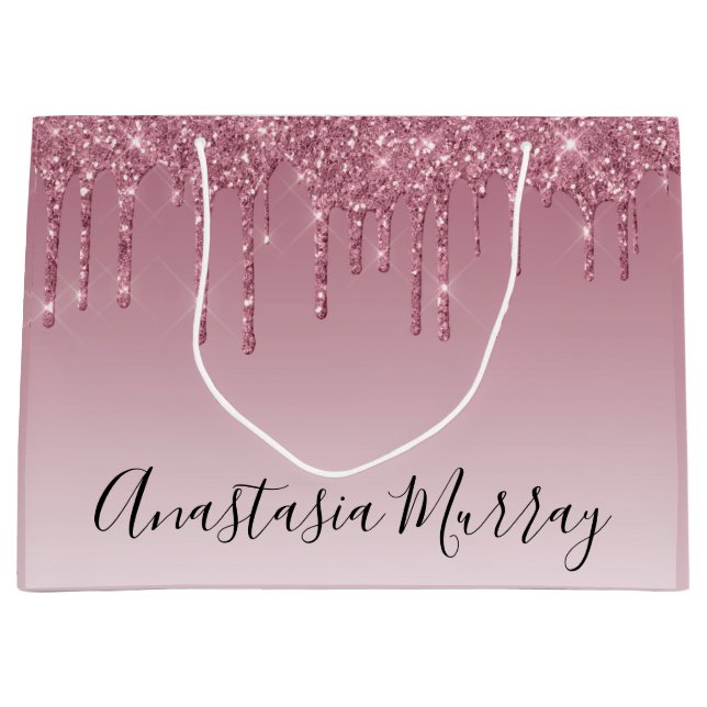 Flickig & Glamourös Lila Rosa Guld Glitterdroppar  (Framsidan)