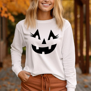 Flickig Jack O Lantern Långärmad Dam Halloween Tröja