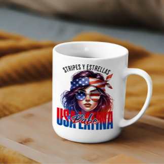 Flickig latina Fjärde juli självständighetsdagsko Kaffemugg