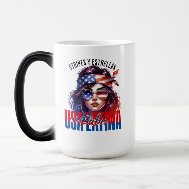 Flickig latina  Fjärde juli självständighetsdagsko Magisk Mugg (Vänster)