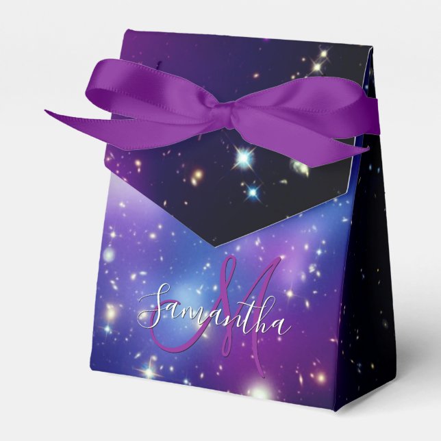 Flickig lila galax Celestialt monogram Presentaskar (Framsidan Sidan)