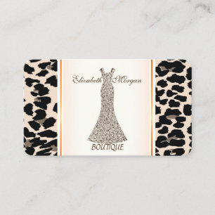 Flickig modern elegant, leopardtryck, glitterklänn visitkort