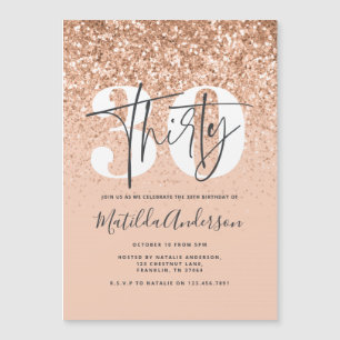 Flickig modern peach glitter-typografi 30-årsdag
