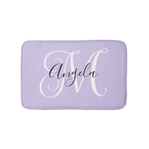 Flickig monogram kalligrafi blek lavendel badrumsmatta