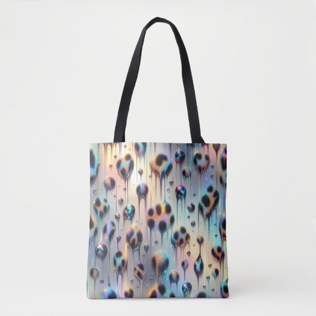 Flickig Posh Leopardtryck Opal-Totebag Tygkasse (Framsida)