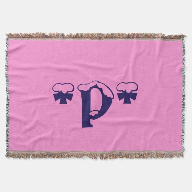 Flickig Rosa Monogram Mönster Design Text Konst Filt (Framsidan)