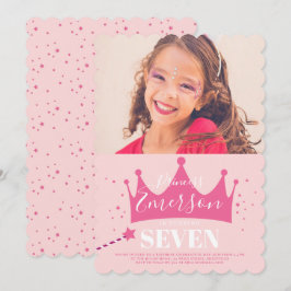 Flickig Rosa Prinsessa Födelsedagsfest Inbjudningar