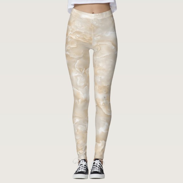 Flickig Söt Trendig Marmorstruktur Leggings (Framsida)