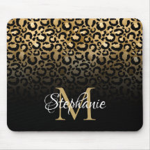 Flickig svart och guld leopard ombré monogram