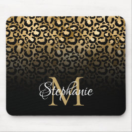 Flickig svart och guld leopard ombré monogram musmatta