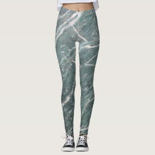 Flickig trendig grön marmorerad textur leggings