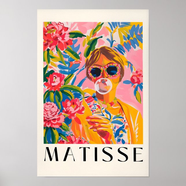 Flickig väggkonst, funky inredning, rosa Matisse-k Poster (Framsidan)