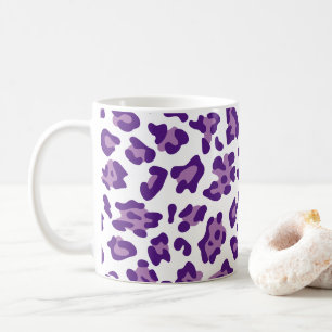 Flickig vit kunglig lila och lavendel leopard kaffemugg
