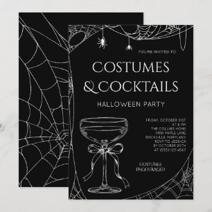 Flickiga kostymer och cocktails vuxen Halloween-fe Inbjudningar