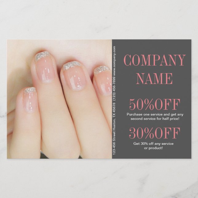 flickigt chic elegant manikyr naglar nagelsalong flygblad (Framsidan)
