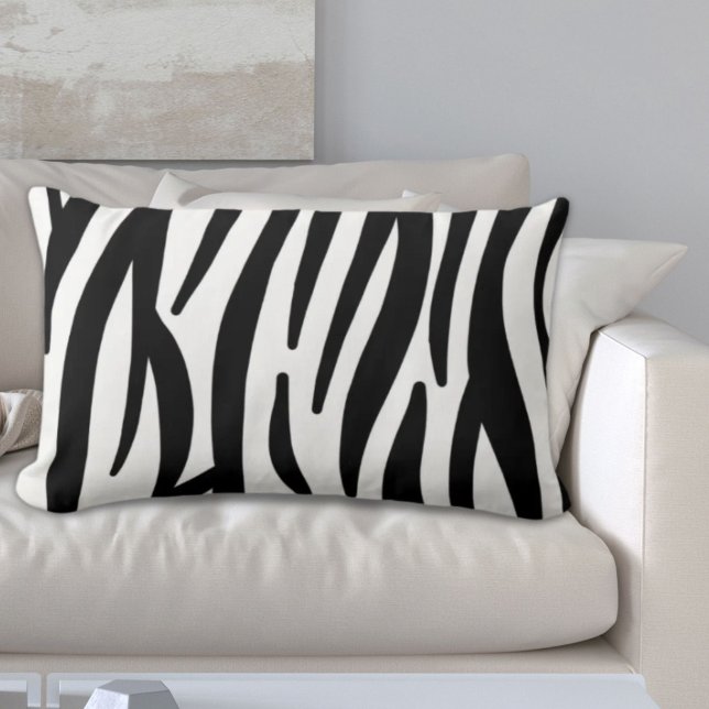 flickigt chic stilrent svart vitt zebratryck lumbarkudde (girly chic stylish black white zebra print lumbar pillow)