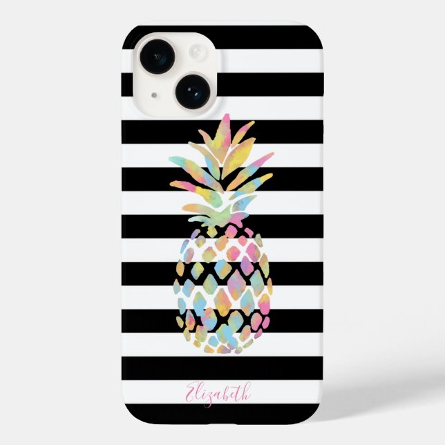 Flickigt färgglad ananas, svarta vita ränder (Baksida)