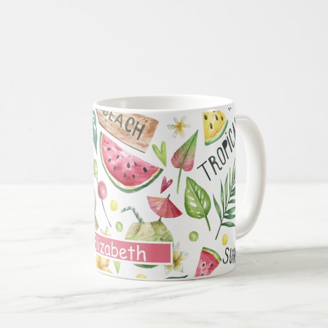 Flickigt färgglatt strandavslappnande  kaffemugg (Framsida höger)