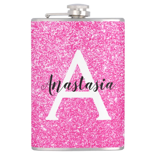 Flickigt Glamour Rosa Glitter Gnistrar Monogram Na Fickplunta (Framsidan)