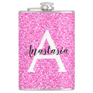 Flickigt Glamour Rosa Glitter Gnistrar Monogram Na Fickplunta