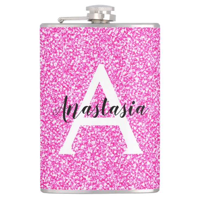 Flickigt Glamour Rosa Glitter Gnistrar Monogram Na Fickplunta (Framsidan)