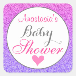 Flickigt & Glamourös Ombre Lila Rosa Glitter Babyf Fyrkantigt Klistermärke