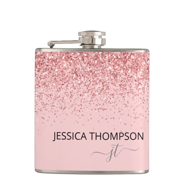 Flickigt glitter-rosa enkelt monogramnamn fickplunta (Framsidan)