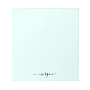 Flickigt Grönt Blått Monogram Modern Skrift Person Anteckningsblock