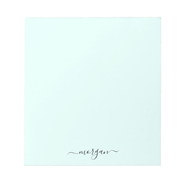 Flickigt Grönt Blått Monogram Modern Skrift Person Anteckningsblock (Framsida)