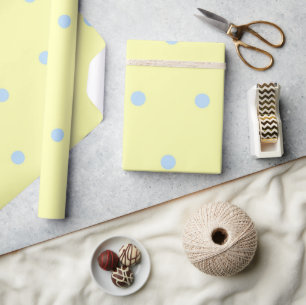 Flickigt gult och blått prickmönster presentpapper