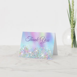 Flickigt Holo Glitter Aqua Lila Iridescerande Tack Kort