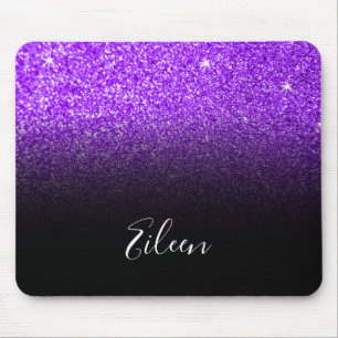 Flickigt lila glittrande falskt glitter svart ombr musmatta