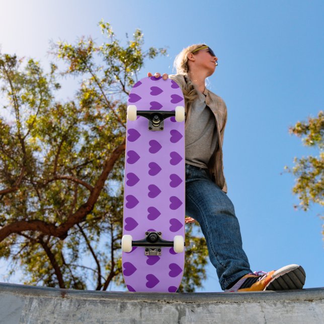 Flickigt lila hjärtmönster skateboard bräda 20 cm (Utomhus 1)