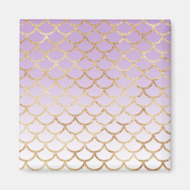 Flickigt lila lila guld sjöjungfru glitter gnistra magnet (Framsidan)