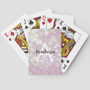 Flickigt lila skimrande glitter glans monogram nam casinokort