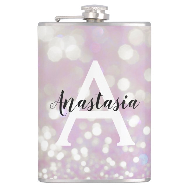Flickigt lila skimrande glitterblixtar monogramnam fickplunta (Framsidan)