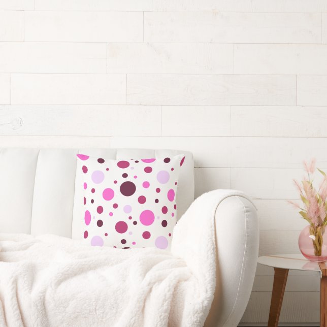 Flickigt ljus rosa prickig kudde (Soffa)