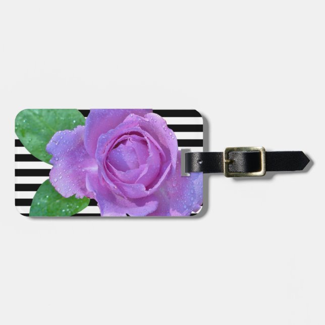 Flickigt Modern Chic Blommor, Lila Ros, Ränder Bagagebricka (Horisontell Framsida)