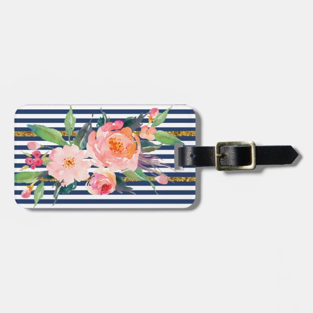 Flickigt Modern Chic Blommor -Ränder Bagagebricka (Horisontell Framsida)