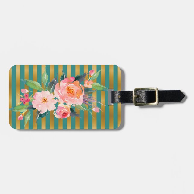 Flickigt Modern Chic Blommor -Ränder Bagagebricka (Horisontell Framsida)