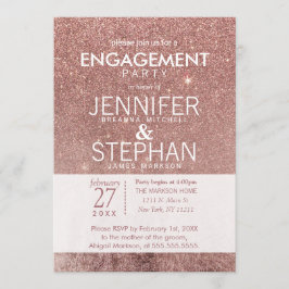 Flickigt modern roséguld glitterfolie förlovningsk inbjudningar