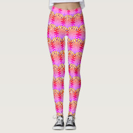 Flickigt Modernt Abstrakt Rosa Gradient Strålar Fy Leggings
