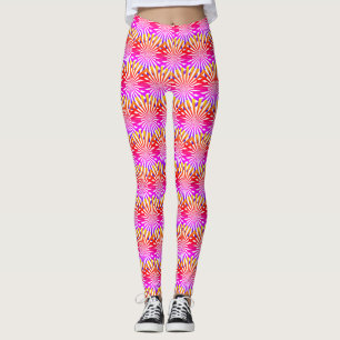 Flickigt Modernt Abstrakt Rosa Gradient Strålar Fy Leggings