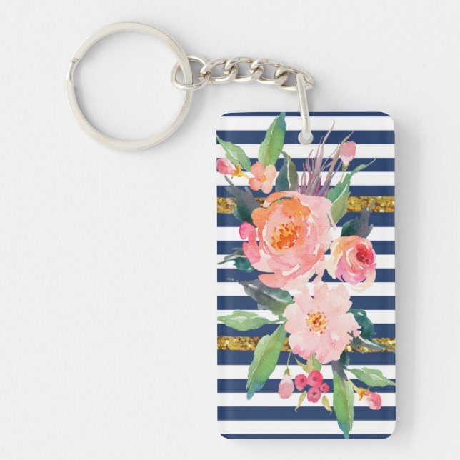 Flickigt modernt chic vattenfärg blommor -randigt (Framsidan)