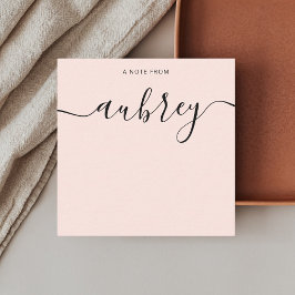 Flickigt monogram blush rosa kalligrafi anteckningskort