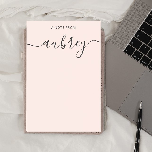 Flickigt monogram blush rosa kalligrafi post-it block (Skapare uppladdad)